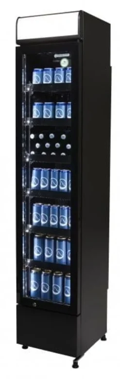 Gastro-Cool DC130 Getränkekühlschrank Slim ECO STAR 150 Liter schwarz/schwarz, LED, super sparmsam