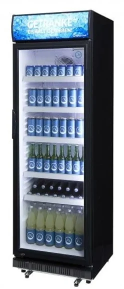 Gastro-Cool DC400 Getränkekühlschrank 400 Liter mit Werbedisplay schwarz/weiß, LED