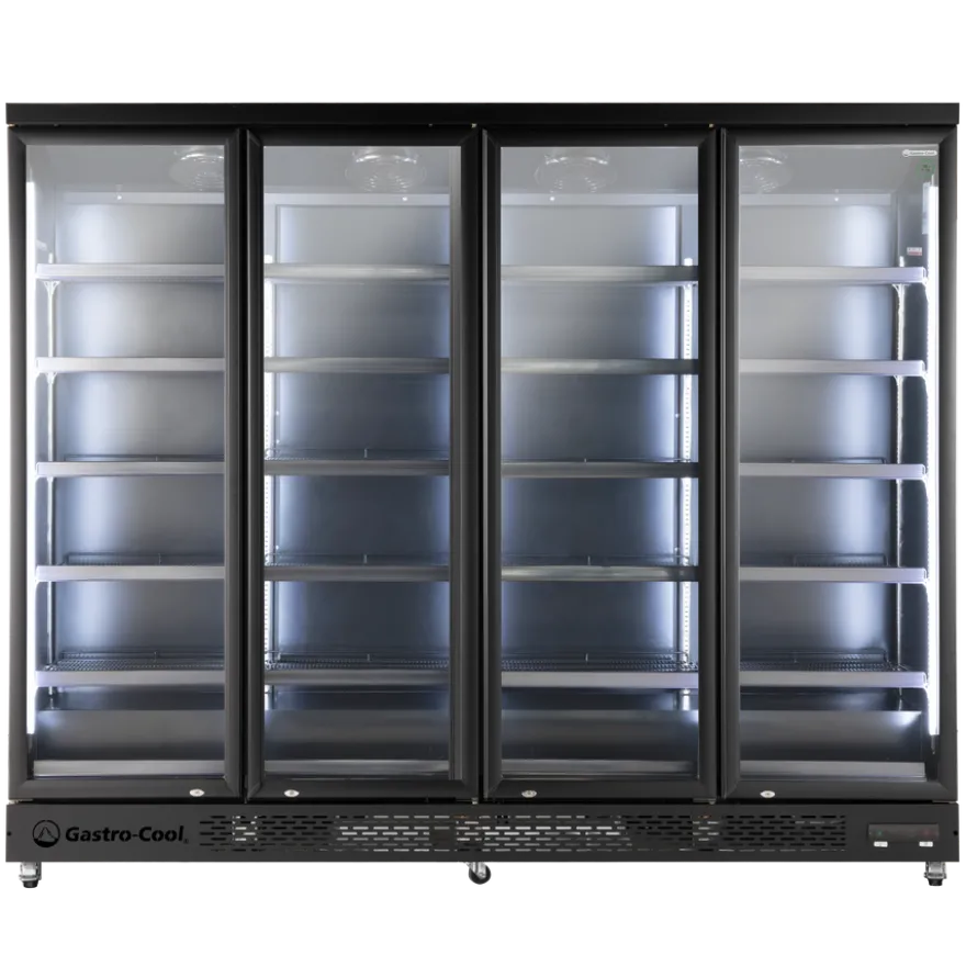 Gastro-Cool GD2200 Getränkekühlschrank 2218 Liter mit 4 Klapptüren, LED Beleuchtung, schwarz