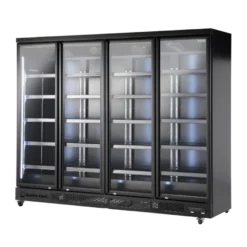 Gastro-Cool GD2200 Getränkekühlschrank 2218 Liter mit 4 Klapptüren, LED Beleuchtung, schwarz