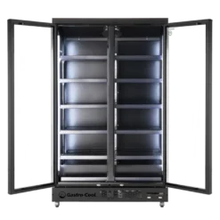 Gastro-Cool GD1050 Getränkekühlschrank 1060 Liter mit 2 Klapptüren, LED Beleuchtung, schwarz