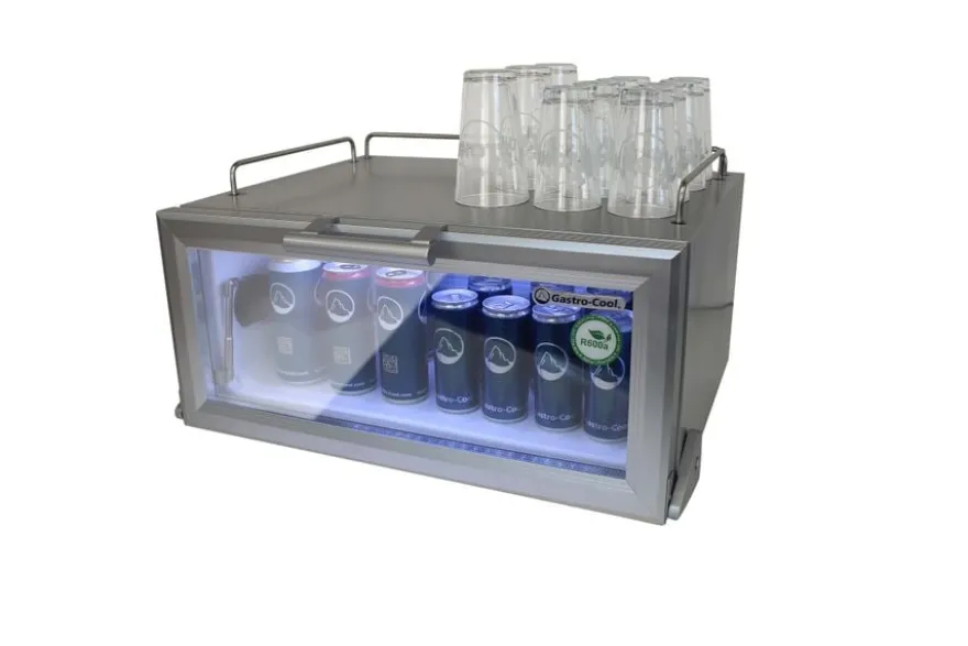 Gastro-Cool GD15 Glastürkühlschrank Theke 25 Liter silber/weiß, LED