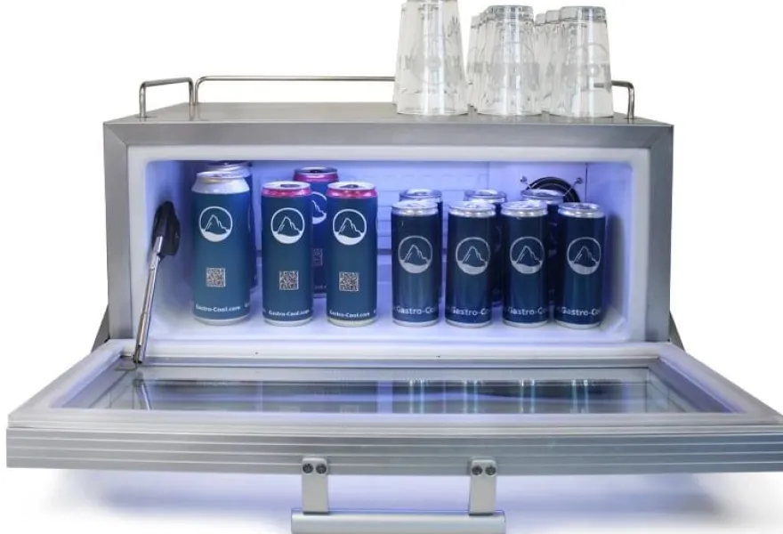 Gastro-Cool GD15 Glastürkühlschrank Theke 25 Liter silber/weiß, LED