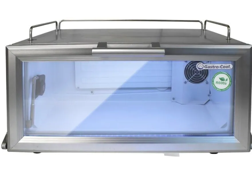 Gastro-Cool GD15 Glastürkühlschrank Theke 25 Liter silber/weiß, LED