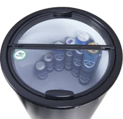 Gastro-Cool PT40 Party-Cooler / Kühltonne 40 Liter mit Glasdeckel schwarz, auf Rollen