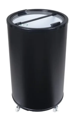 Gastro-Cool PT40 Party-Cooler / Kühltonne 40 Liter mit Glasdeckel schwarz, auf Rollen