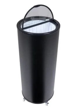 Gastro-Cool PT75 Party-Cooler / Kühltonne 73 Liter mit Glasdeckel schwarz, auf Rollen