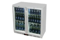 Gastro-Cool UC200 Barkühlschrank 208 Liter Klapptüren silber, LED, unterbaufähig