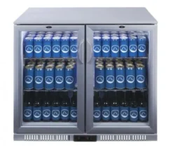 Gastro-Cool UC200 Barkühlschrank 208 Liter Klapptüren silber, LED, unterbaufähig