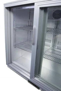 Gastro-Cool UC200 Barkühlschrank 208 Liter Schiebetüren silber, LED, unterbaufähig