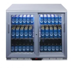 Gastro-Cool UC200 Barkühlschrank 208 Liter Schiebetüren silber, LED, unterbaufähig
