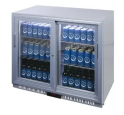Gastro-Cool UC200 Barkühlschrank 208 Liter Schiebetüren silber, LED, unterbaufähig