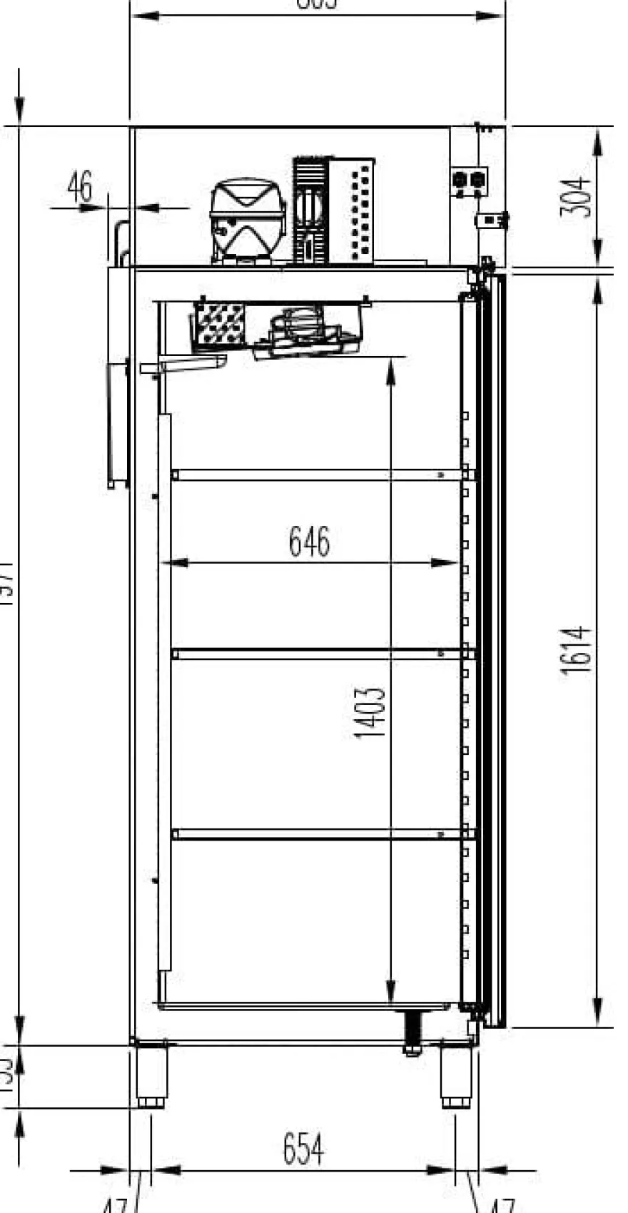 Gastro Kühlschrank PROFI 700 GN 2/1 Superior, 610 Liter Kühlraumvolumen, Made in Europe