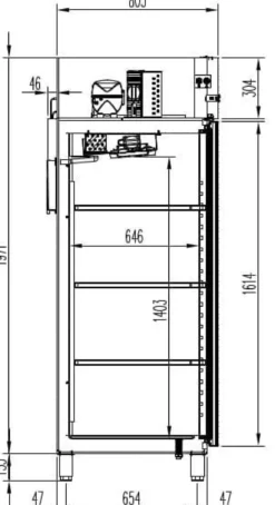 Gastro Kühlschrank PROFI 1400 GN 2/1 Superior mit 2 Glastüren, 1168 Liter Kühlraumvolumen, Made in Europe