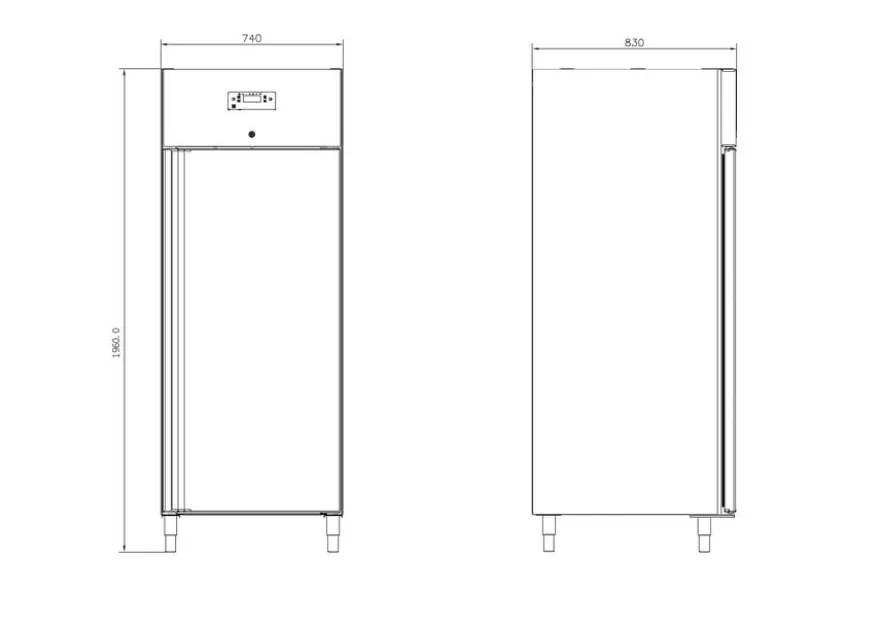 Gastronomie Kühlschrank ECO 700 GN 2/1 Monoblock , 616 Liter Kühlraumvolumen, 3 verstellbare Einlegeböden, Robuste Bauweise, Edelstahl