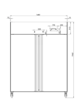 Gastronomie Kühlschrank ECO 1400 GN 2/1 Monoblock, 1350 Liter Kühlraumvolumen, 6 verstellbare Einlegeböden, Robuste Bauweise, Edelstahl