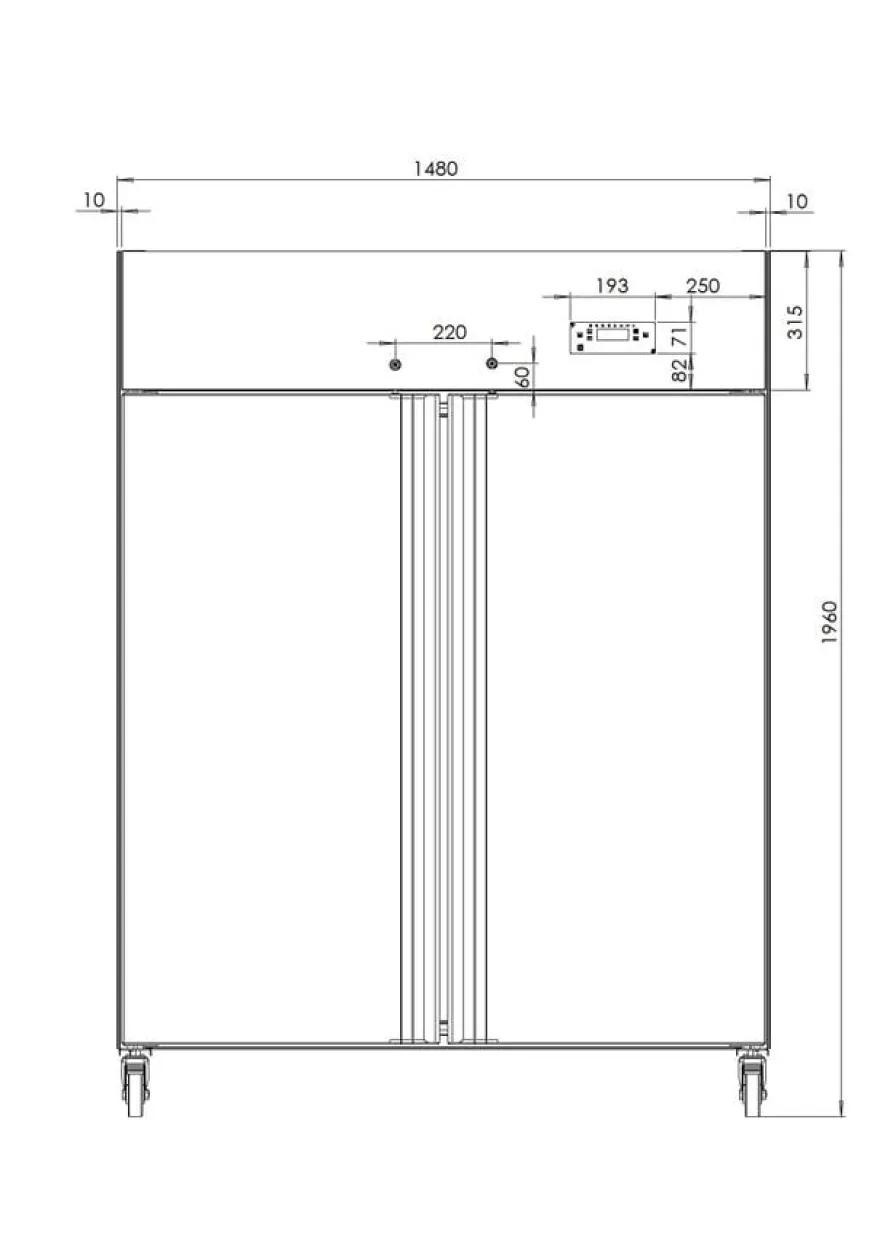 Gastronomie Kühlschrank ECO 1400 GN 2/1 Monoblock, 1350 Liter Kühlraumvolumen, 6 verstellbare Einlegeböden, Robuste Bauweise, Edelstahl