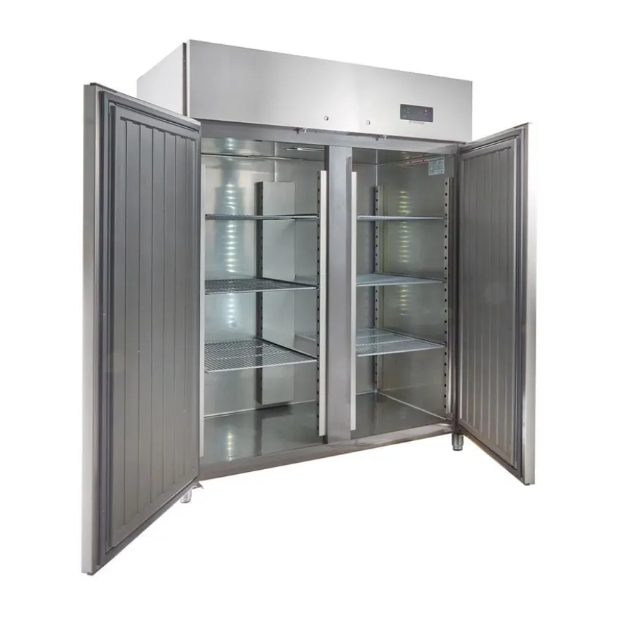 Gastronomie Kühlschrank ECO 1400 GN 2/1 Monoblock, 1350 Liter Kühlraumvolumen, 6 verstellbare Einlegeböden, Robuste Bauweise, Edelstahl