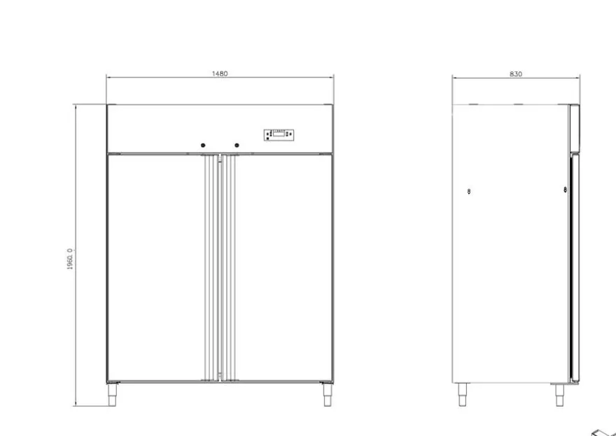 Gastronomie Kühlschrank ECO 1400 GN 2/1 Monoblock, 1350 Liter Kühlraumvolumen, 6 verstellbare Einlegeböden, Robuste Bauweise, Edelstahl