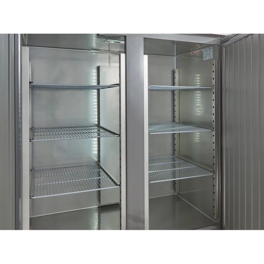 Gastronomie Kühlschrank ECO 1400 GN 2/1 Monoblock, 1350 Liter Kühlraumvolumen, 6 verstellbare Einlegeböden, Robuste Bauweise, Edelstahl