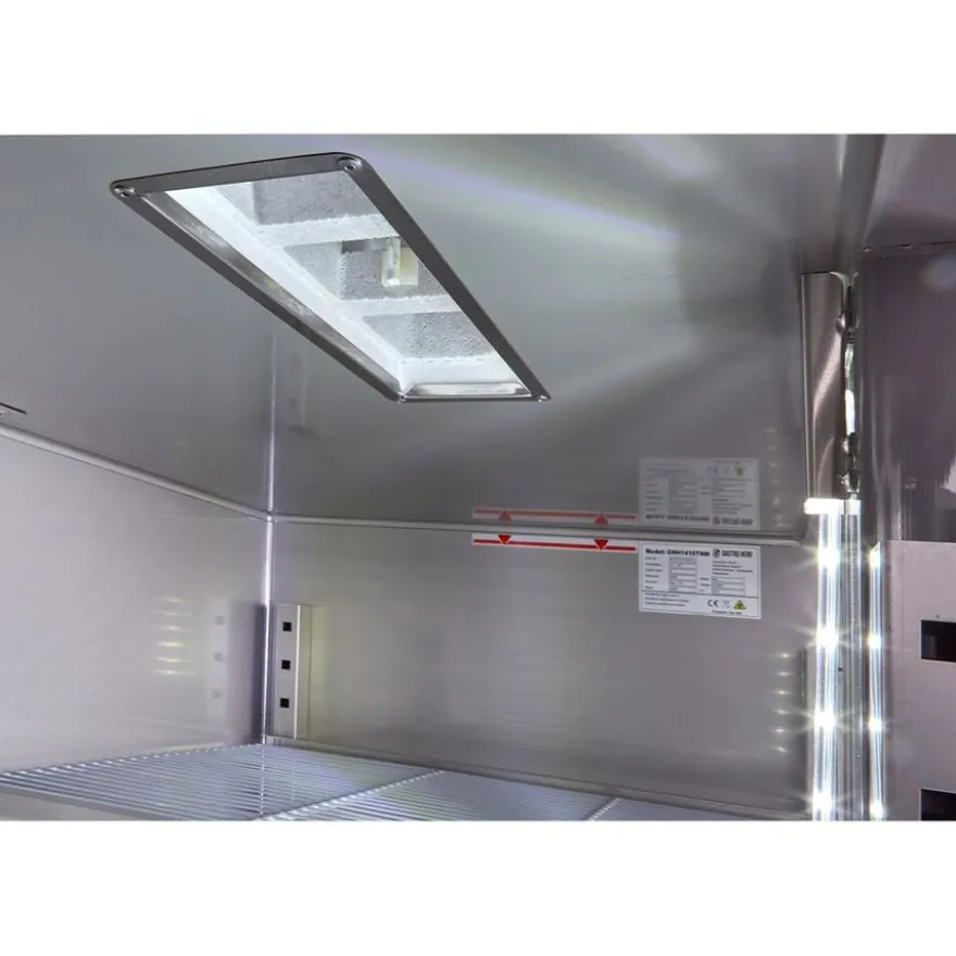 Gastronomie Kühlschrank ECO 1400 GN 2/1 Monoblock, 1350 Liter Kühlraumvolumen, 6 verstellbare Einlegeböden, Robuste Bauweise, Edelstahl