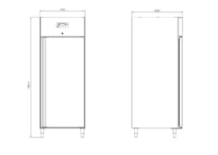 Gastronomie Tiefkühlschrank ECO 700 GN 2/1 Monoblock, 616 Liter Kühlraumvolumen, 3 verstellbare Einlegeböden, Robuste Bauweise, Edelstahl