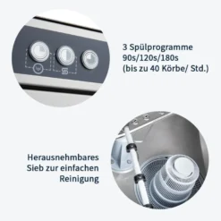 Geschirrspülmaschine ECO 50x50 cm Korbmaß, mit Reiniger- & Klarspüldosierer, mit Ablaufpumpe & Enthärter, Made in Europe, 230 Volt