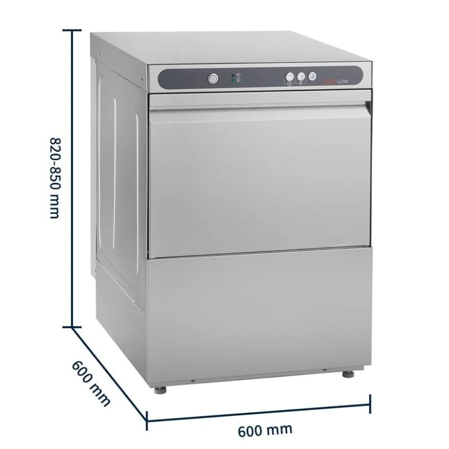 Geschirrspülmaschine ECO 50x50 cm Korbmaß, mit Reiniger- & Klarspüldosierer, mit Ablaufpumpe & Enthärter, Made in Europe, 230 Volt