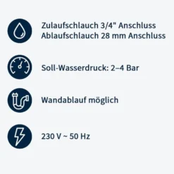 Geschirrspülmaschine ECO 50x50 cm Korbmaß, mit Reiniger- & Klarspüldosierer, mit Ablaufpumpe & Enthärter, Made in Europe, 230 Volt
