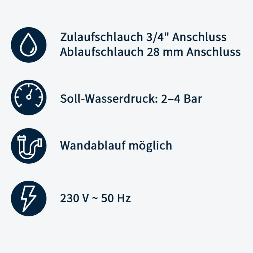 Geschirrspülmaschine ECO 50x50 cm Korbmaß, mit Reiniger- & Klarspüldosierer, mit Ablaufpumpe & Enthärter, Made in Europe, 230 Volt