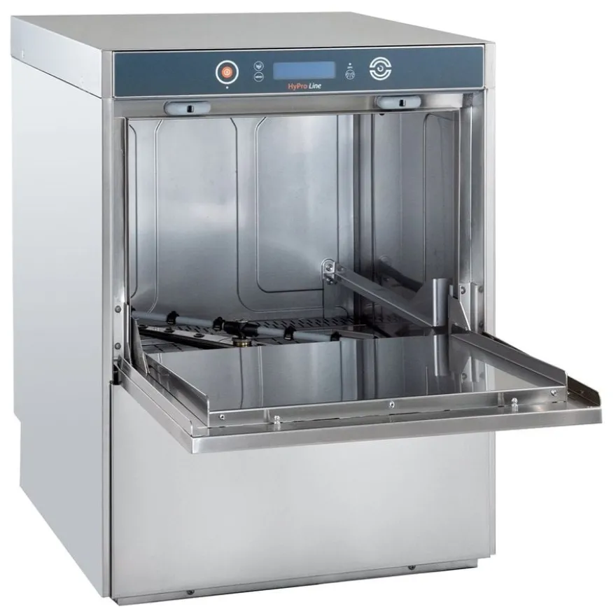 Geschirrspülmaschine HYPRO Digital 50 SLE 50x50 cm Korbmaß, mit Reiniger- & Klarspüldosierer, mit Ablaufpumpe & Enthärter,Drucksteigerungspumpe Made in Europe, 230 Volt