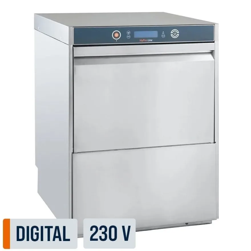 Geschirrspülmaschine HYPRO Digital 50 SL 50x50 cm Korbmaß, mit Reiniger- & Klarspüldosierer, mit Ablaufpumpe, Drucksteigerungspumpe Made in Europe, 230 Volt
