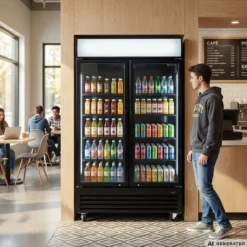 Getränkekühlschrank ECO 1000 mit Klapptüren und Leuchtaufsatz
