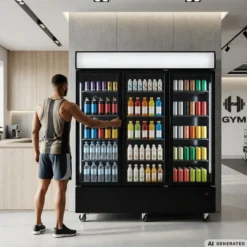 Getränkekühlschrank ECO 1500 mit Klapptüren und Leuchtaufsatz