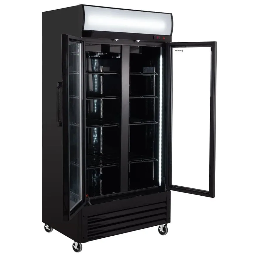 Getränkekühlschrank ECO 630 mit Leuchtaufsatz und Klapptüren