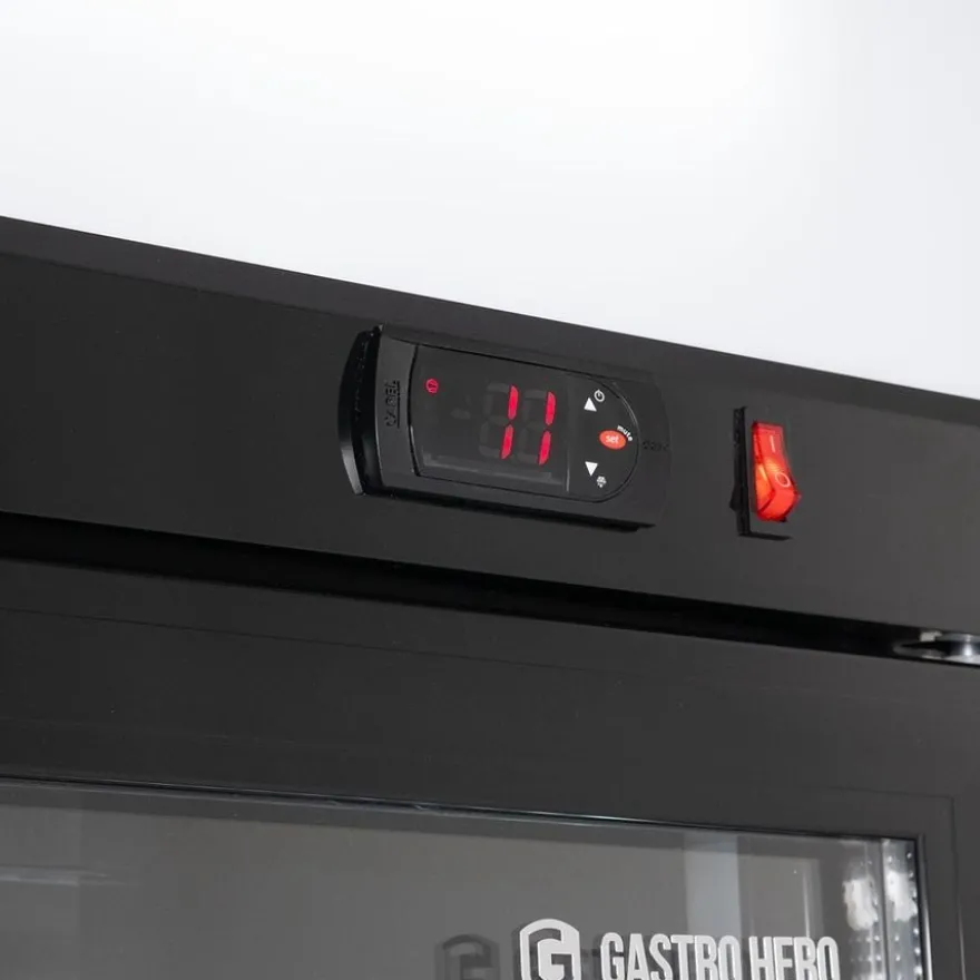 Getränkekühlschrank ECO 630 mit Leuchtaufsatz und Klapptüren