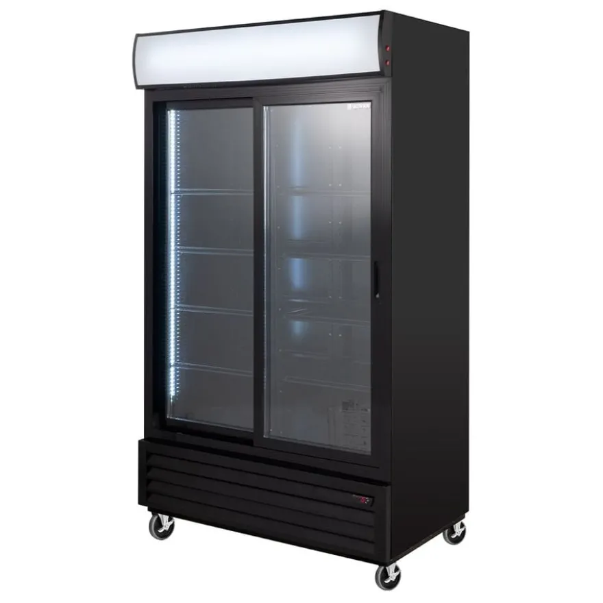 Getränkekühlschrank ECO 1000 mit Schiebetüren und Leuchtaufsatz