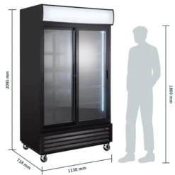 Getränkekühlschrank ECO 1000 mit Schiebetüren und Leuchtaufsatz