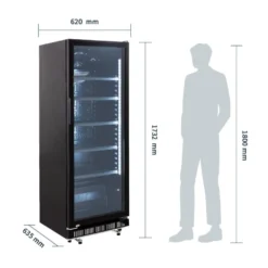 Getränkekühlschrank GK-360BB, 360 Liter Kühlraumvolumen, 4 verstellbare Einlegeböden, Innenbeleuchtung, Abschließbar, Schwarz