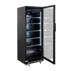 Getränkekühlschrank GK-360BB, 360 Liter Kühlraumvolumen, 4 verstellbare Einlegeböden, Innenbeleuchtung, Abschließbar, Schwarz