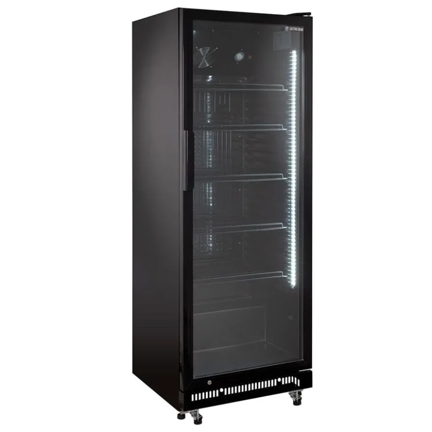 Getränkekühlschrank GKSE360, 360 Liter Kühlraumvolumen, 5 verstellbare Einlegeböden, Innenbeleuchtung, Abschließbar, Schwarz