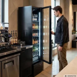 Getränkekühlschrank GKS-160 Slim, 160 Liter Kühlraumvolumen, Innenbeleuchtung, schwarz
