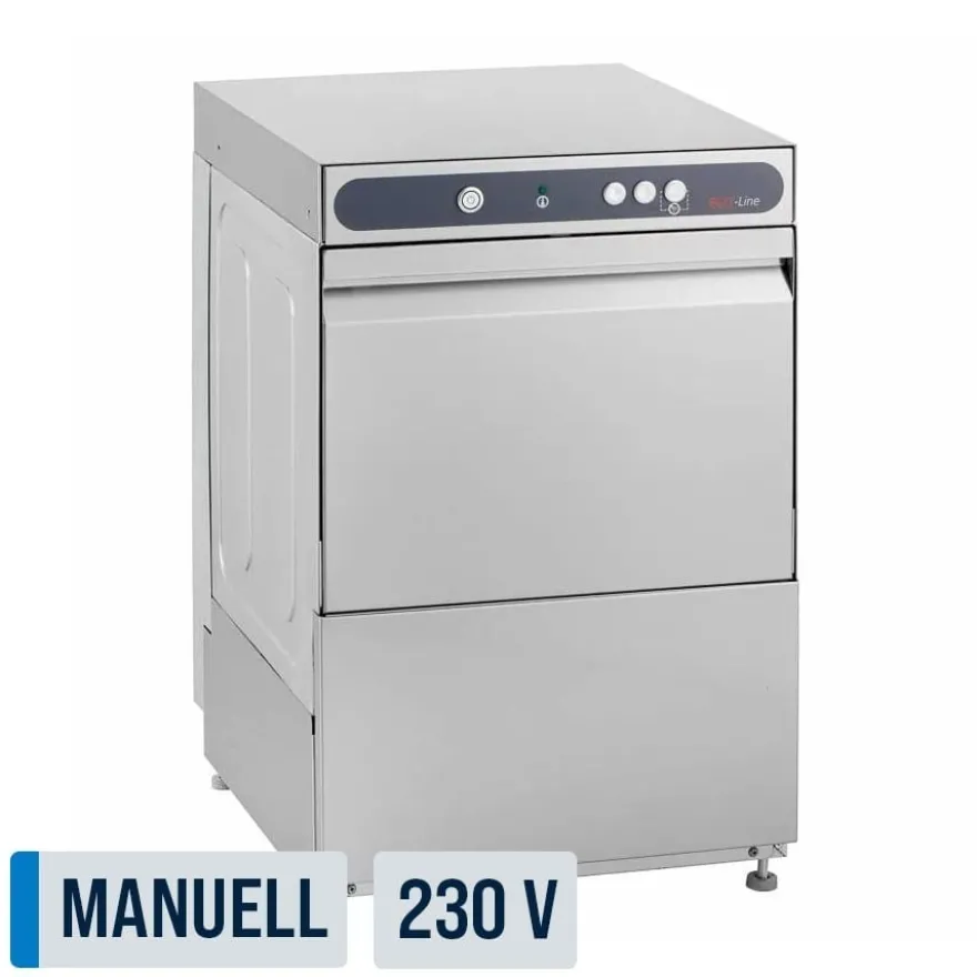 Gläserspülmaschine ECO 40x40 cm Korbmaß, mit Reiniger- & Klarspüldosierer, mit Ablaufpumpe & Enthärter, Made in Europe, 230 Volt