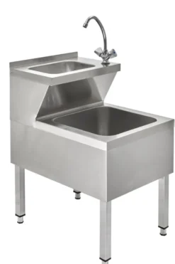 Handwasch-Ausgussbeckenkombination Basic 2, Kalt- und Warmwasserhahn