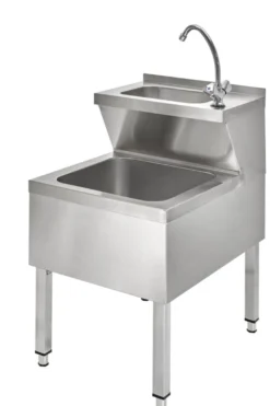 Handwasch-Ausgussbeckenkombination Basic 2, Kalt- und Warmwasserhahn