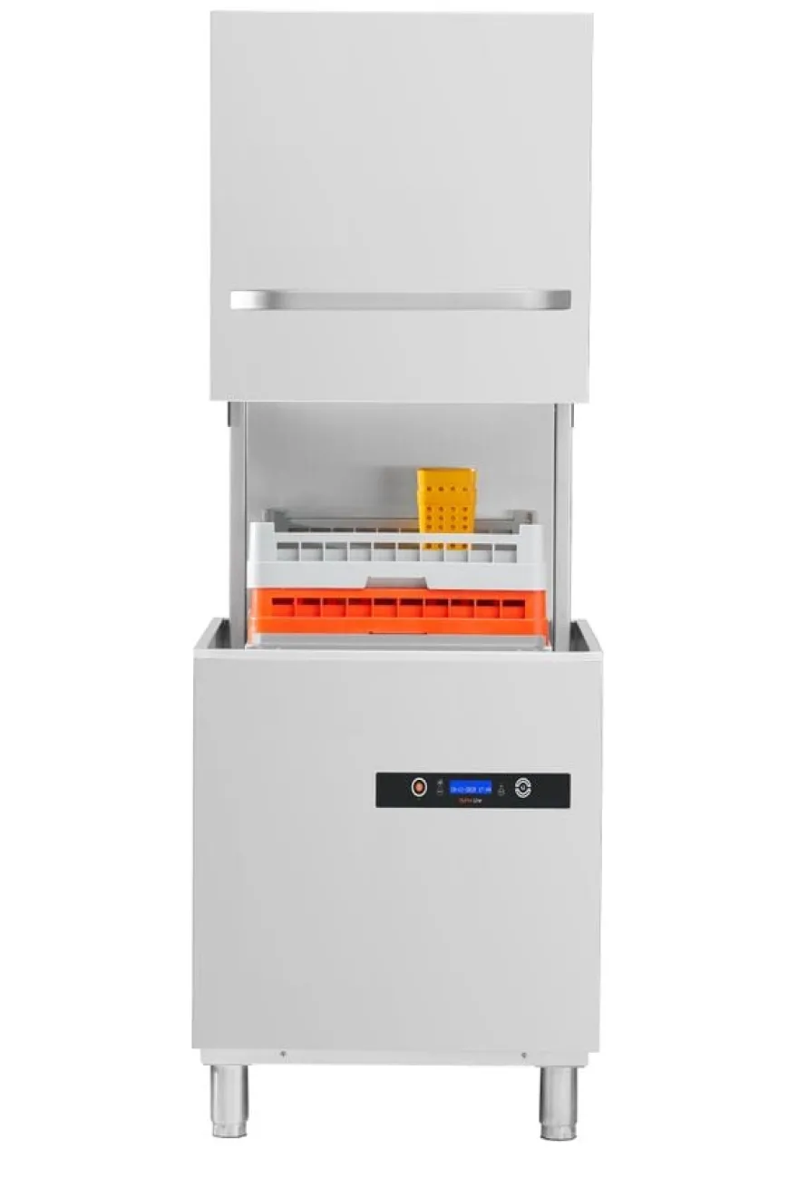 Haubenspülmaschine HYPRO Digital 54 SL 50x50 cm Korbmaß, mit Reiniger- & Klarspüldosierer, mit Ablaufpumpe, Drucksteigerungspumpe Made in Europe, 400 Volt
