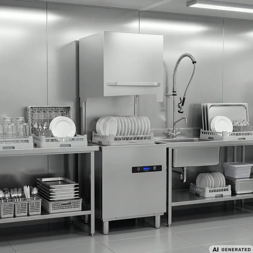 Haubenspülmaschine HYPRO Digital 54 SL 50x50 cm Korbmaß, mit Reiniger- & Klarspüldosierer, mit Ablaufpumpe, Drucksteigerungspumpe Made in Europe, 400 Volt