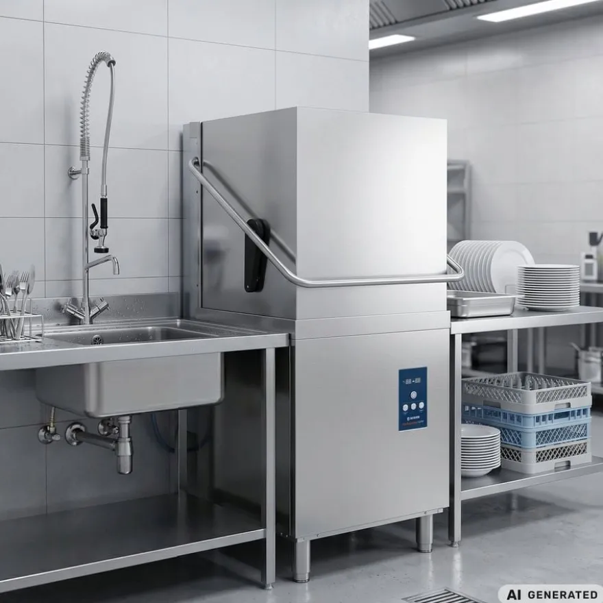Haubenspülmaschine PROFI Digital 54 SL 50x50 cm Korbmaß, mit Reiniger- & Klarspüldosierer, mit Ablaufpumpe, Made in Europe, 400 Volt