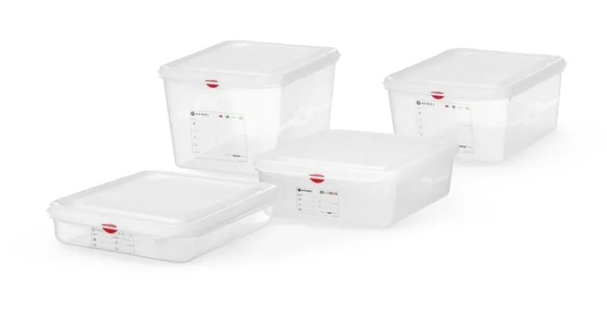Hendi GN-Behälter mit Deckel und HACCP-Clips, GN 1/2, 65 mm, 4 L, PP