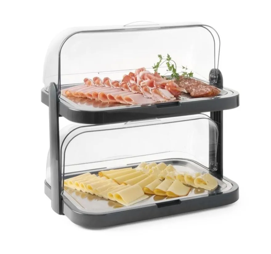 Hendi Roll-Top-Kühldisplay, doppelt, Dunkelgrau